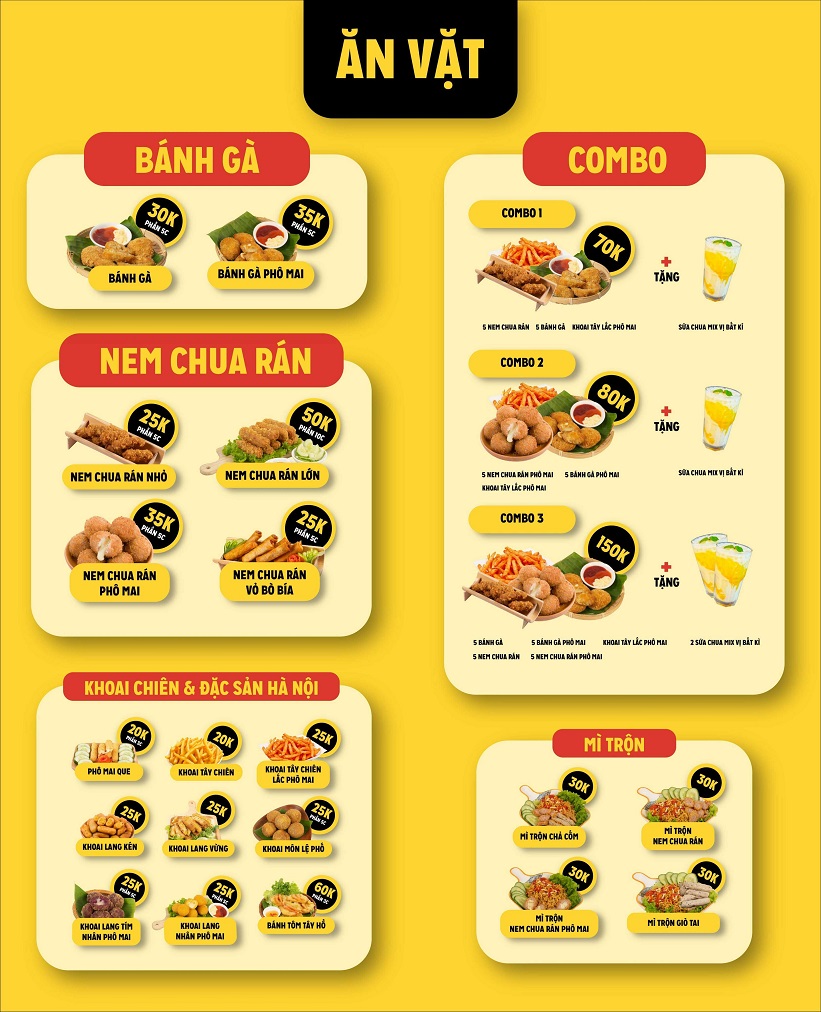 menu nguyên liệu ăn vặt